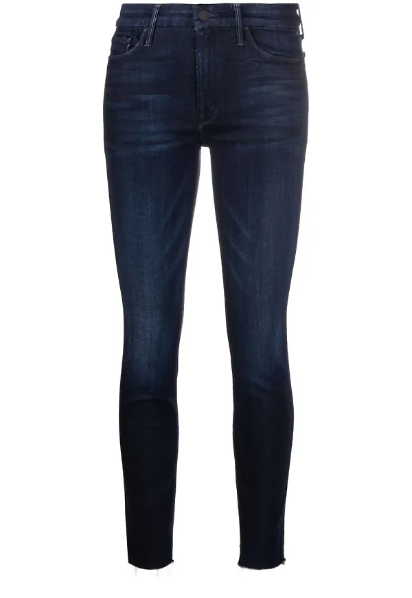 MOTHER skinny-jeans med osydd kant - Blå