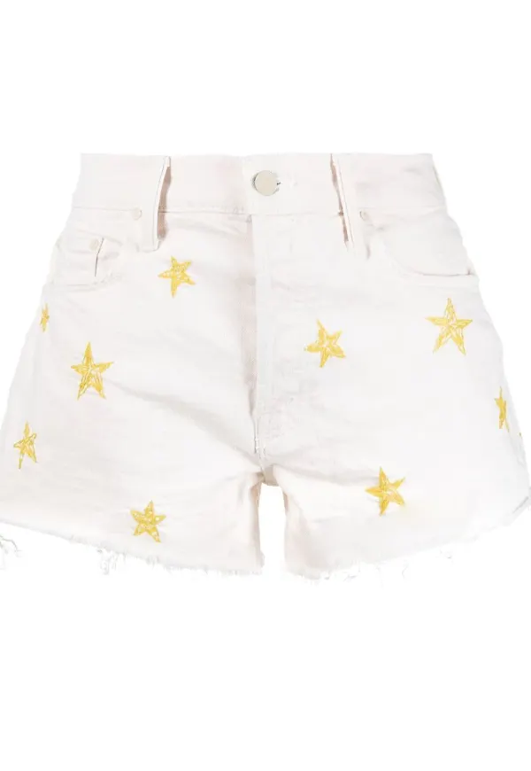 MOTHER stjärnbroderade shorts - Vit