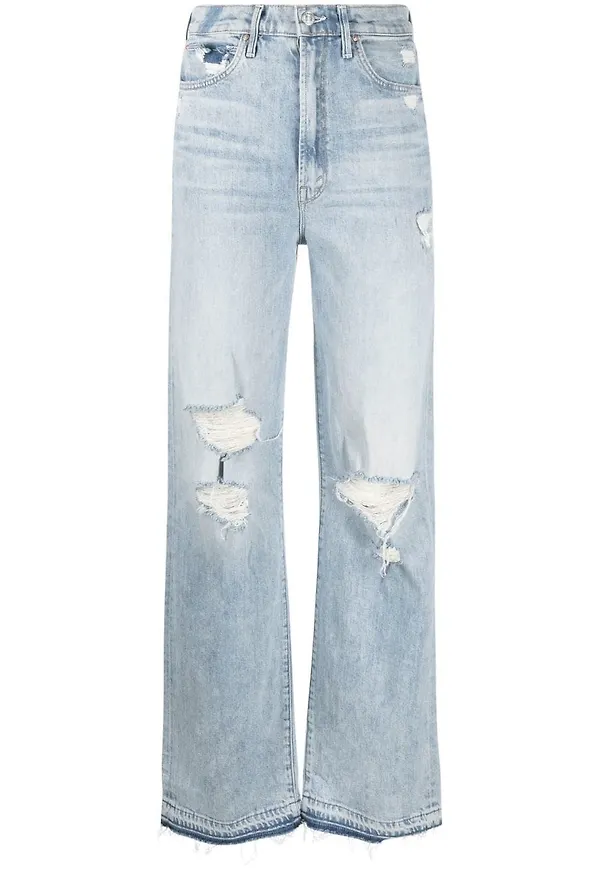 MOTHER straight-jeans med slitning - Blå