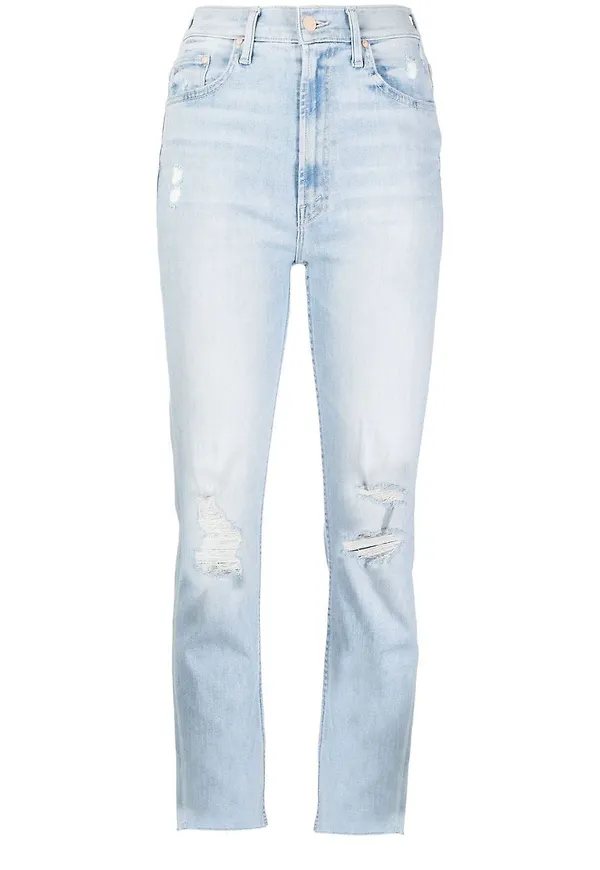 MOTHER straight-jeans med utskuren detalj - Blå
