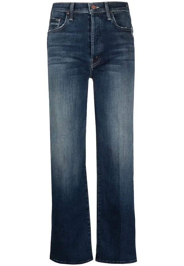 MOTHER The Ditcher croppade straight-jeans - Blå