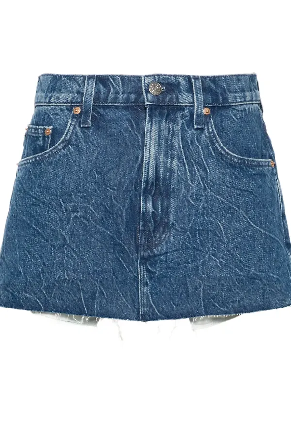 MOTHER The Fun Dip Micro Cut kort jeanskjol - Blå