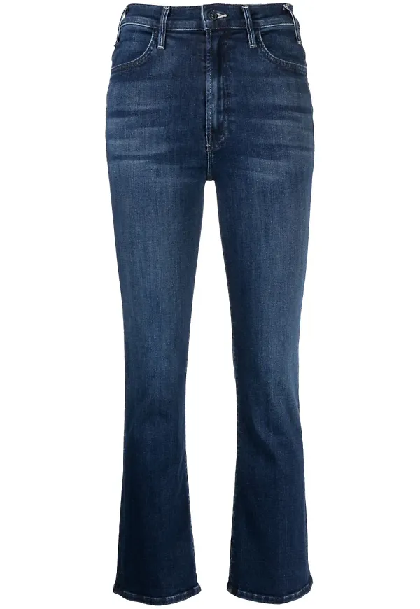 MOTHER The Hustler croppade flare-jeans - Blå