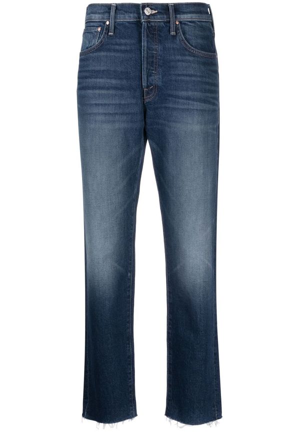 MOTHER The Scrapper croppade jeans - Blå