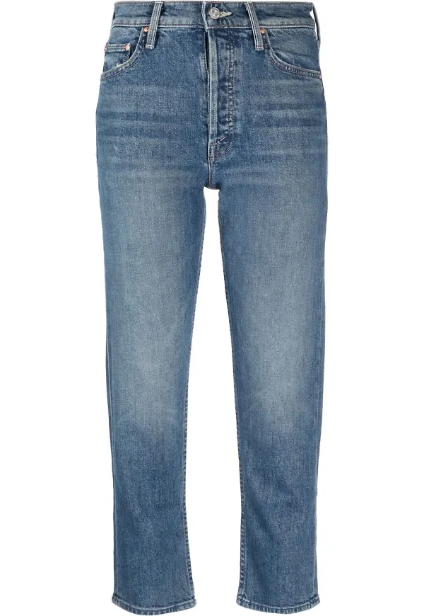 MOTHER Tomcat croppade jeans - Blå