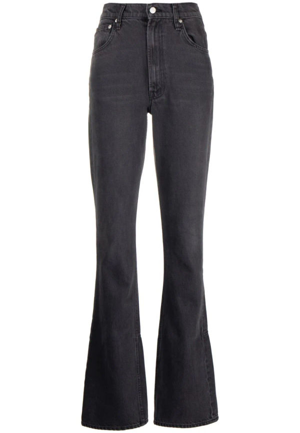 MOTHER utsvängda jeans med slits baktill - Grå