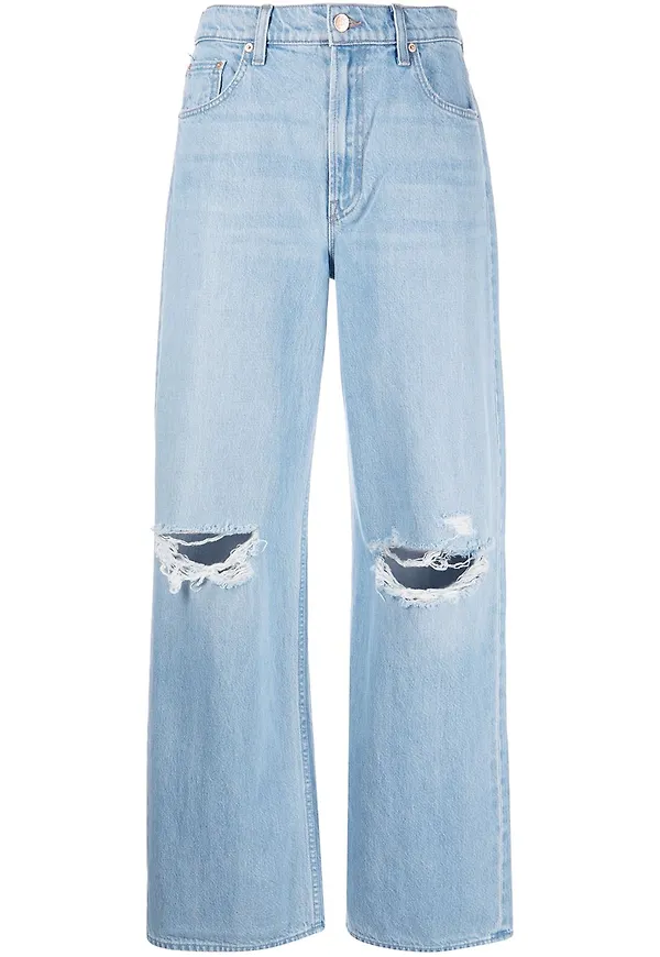 MOTHER wide leg-jeans med slitning - Blå