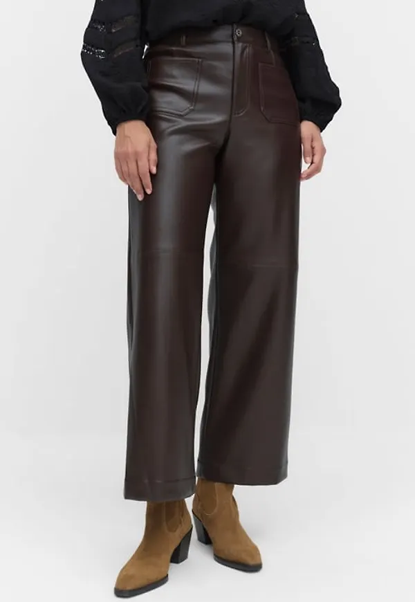 MQ Marqet Dobber Gabrielle Trousers PU Byxor Deep Wine Dam 34