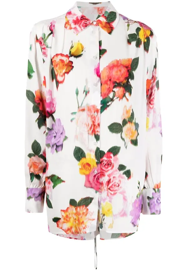 MSGM blommig skjorta - Vit