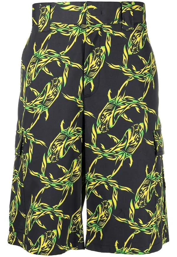 MSGM cargoshorts med hajtryck - Svart