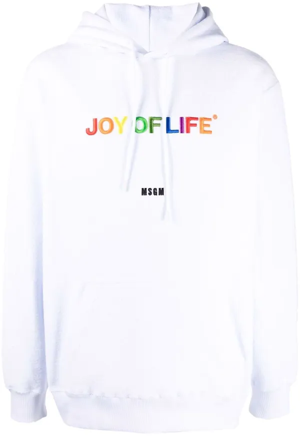 MSGM hoodie med broderad slogan - Vit