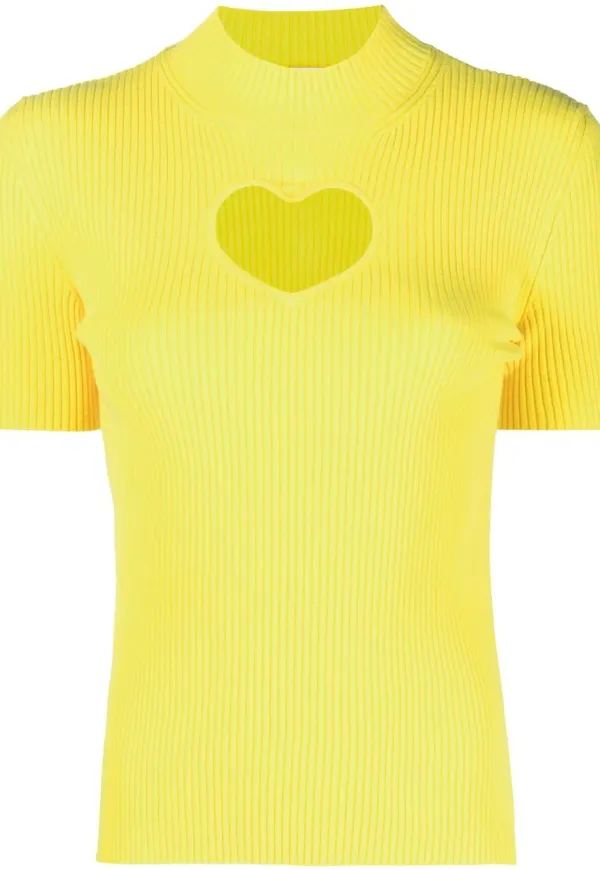 MSGM ribbstickad kortärmad topp - Gul