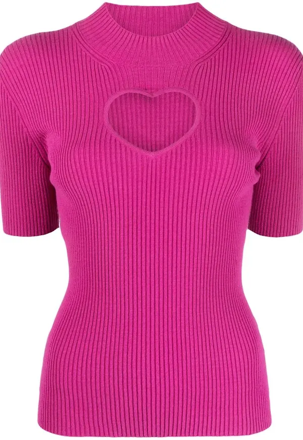MSGM ribbstickad kortärmad topp - Rosa