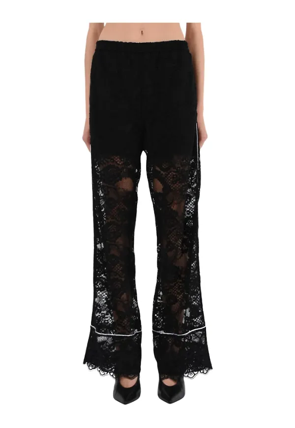 Msgm Wide Trousers Svart, Dam