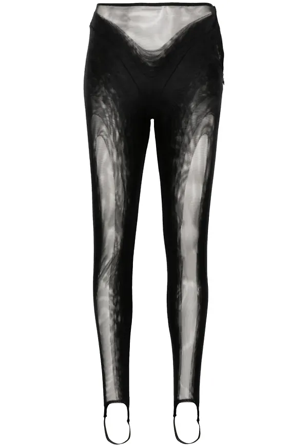 Mugler leggings med resårhälla - Svart