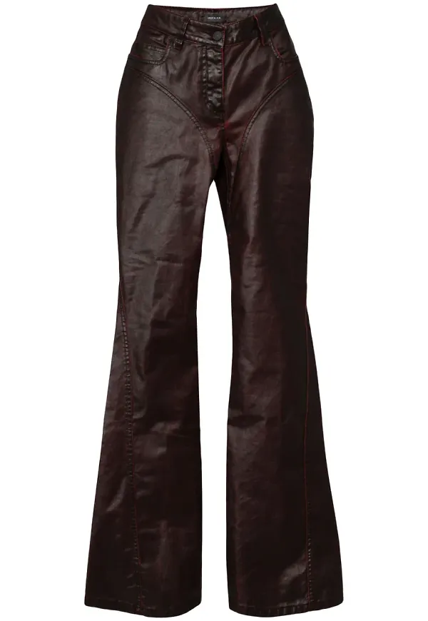 Mugler vaxade flare-jeans - Röd