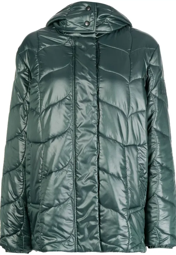 Mulberry quiltad puffjacka med huva - Grön