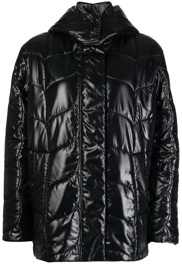 Mulberry quiltad puffjacka med huva - Svart