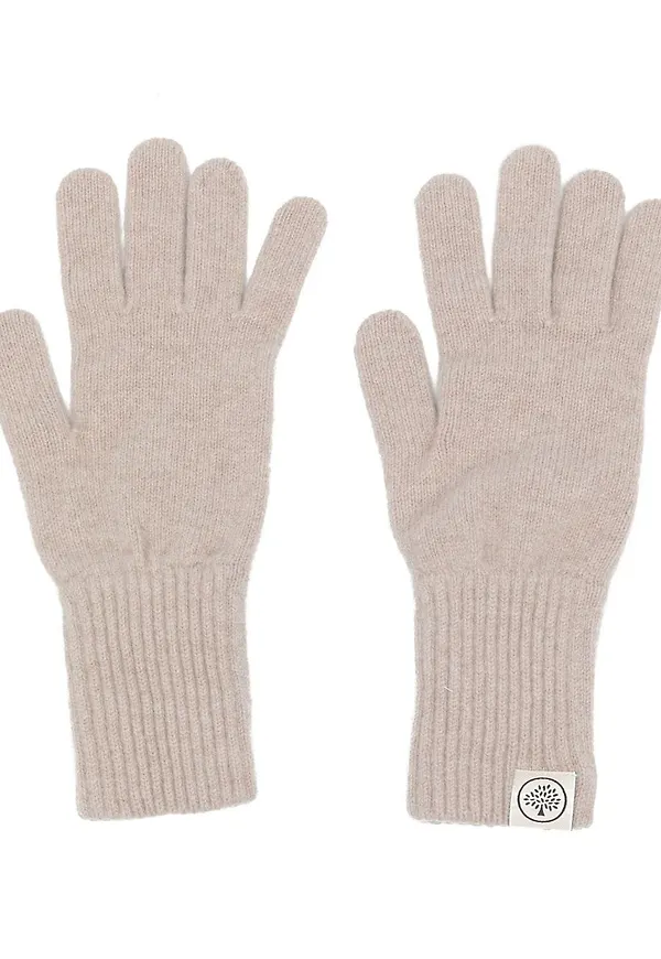 Mulberry ribbade handskar med logotypmärke - Brun