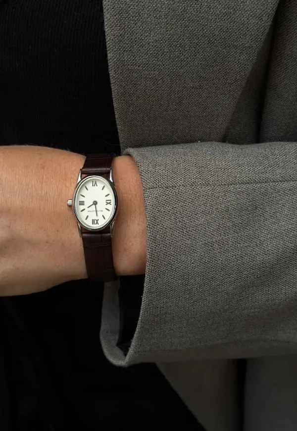 Muli Collection - Silver - Brown Leather Vintage Watch