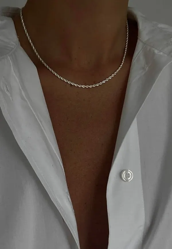 Muli Collection - Silver - Thin Rope Chain Necklace