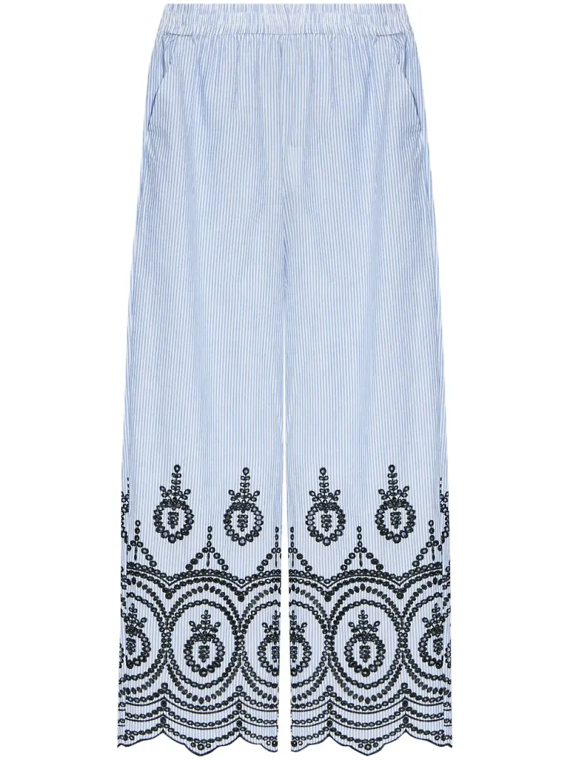MUNTHE chinos med broderat motiv - Blå