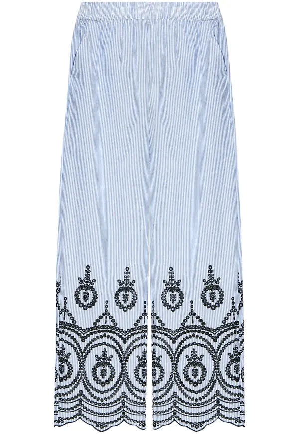 MUNTHE chinos med broderat motiv - Blå