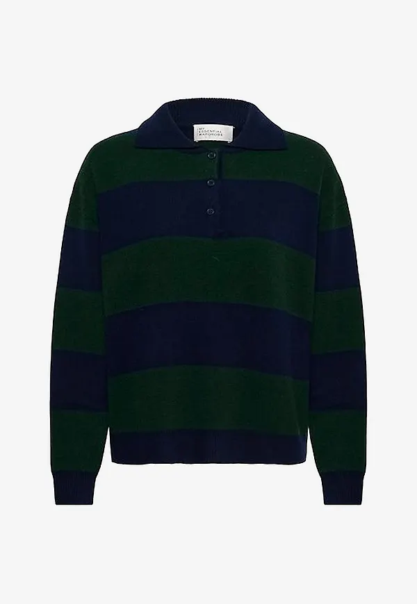 My Essential Wardrobe - Tröja MWJola Knit Polo Pullover - Grön