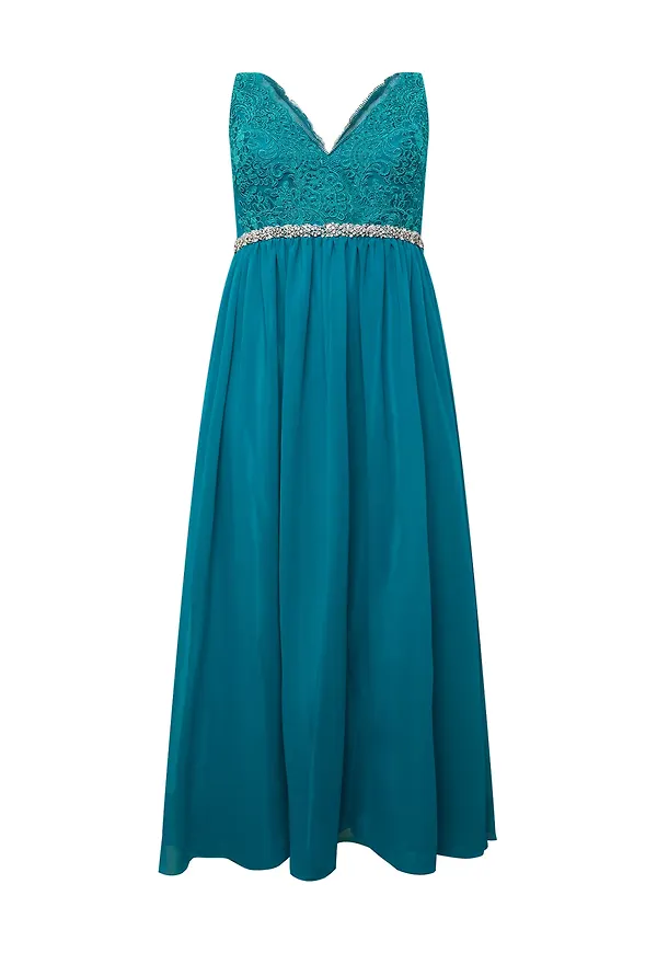 My Mascara Curves Aftonklänning 'LACE SHOULDER' turkos