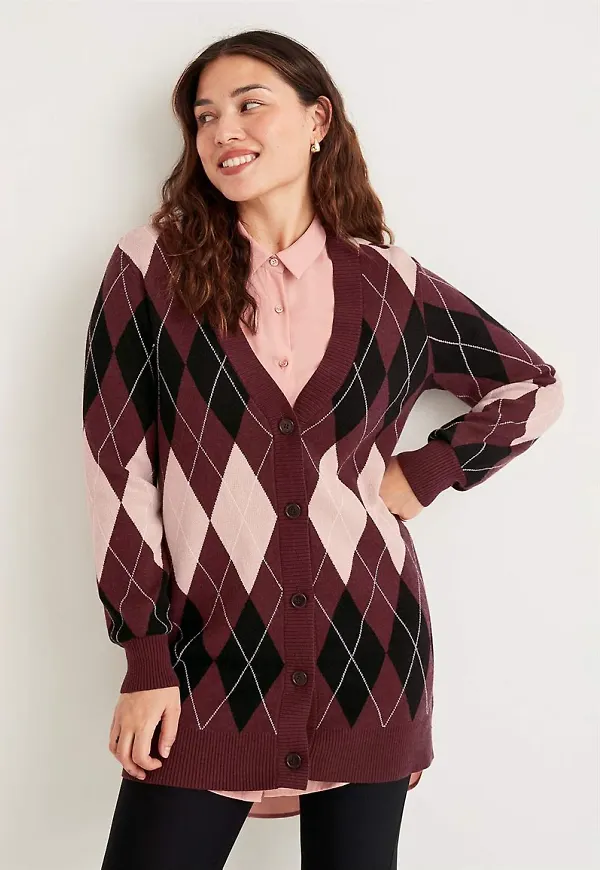 Mönsterstickad cardigan