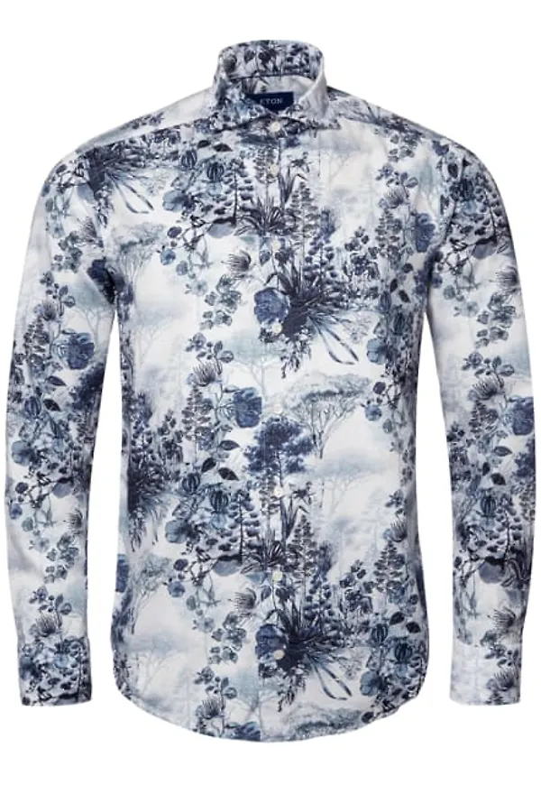 Mönstrad Bomullsskjorta Slim Fit