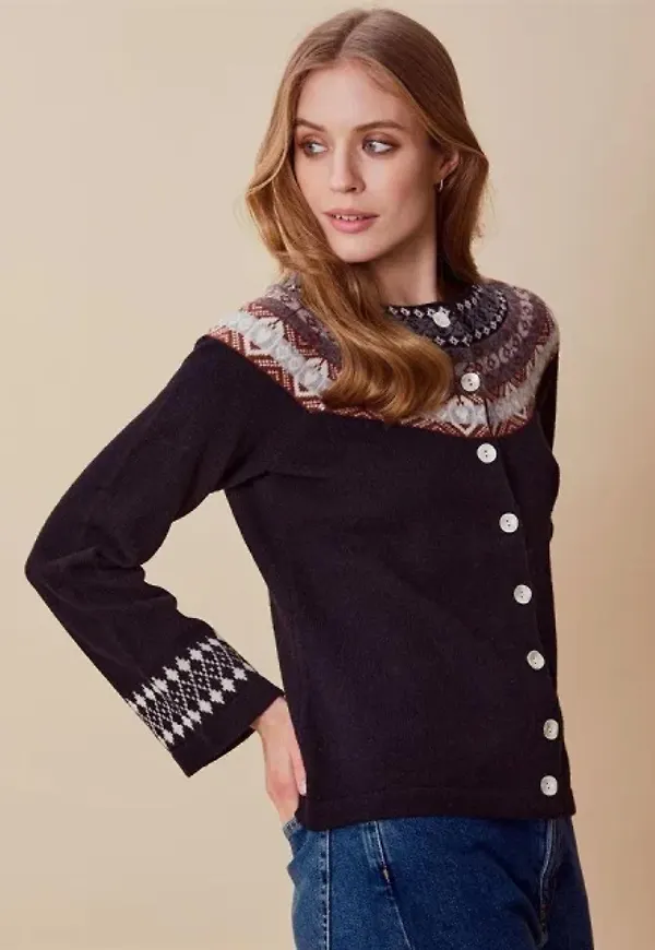 Mönstrad Cardigan - Vendela Black