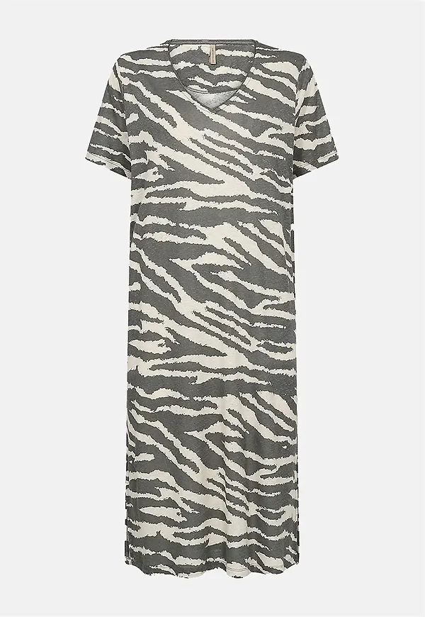 Mönstrad klänning i lin och Tencel® Lenise