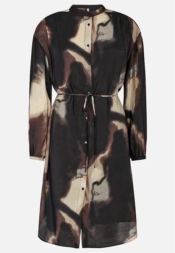 Mönstrad skjortklänning med långa ärmar Glenn