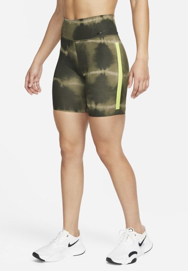 Mönstrade träningsshorts med medelhög midja 18 cm Nike One Luxe för kvinnor - Grön