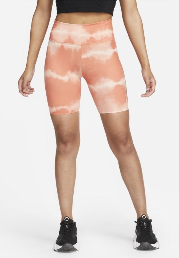 Mönstrade träningsshorts med medelhög midja 18 cm Nike One Luxe för kvinnor - Orange