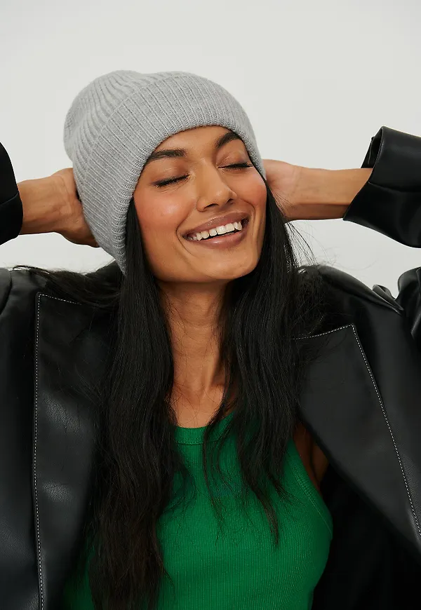 NA-KD Accessories Basic stickad beanie - Grey