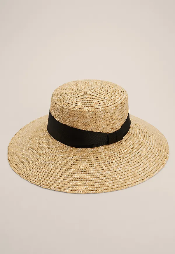 NA-KD Accessories Black Ribbon Straw Hat - Beige