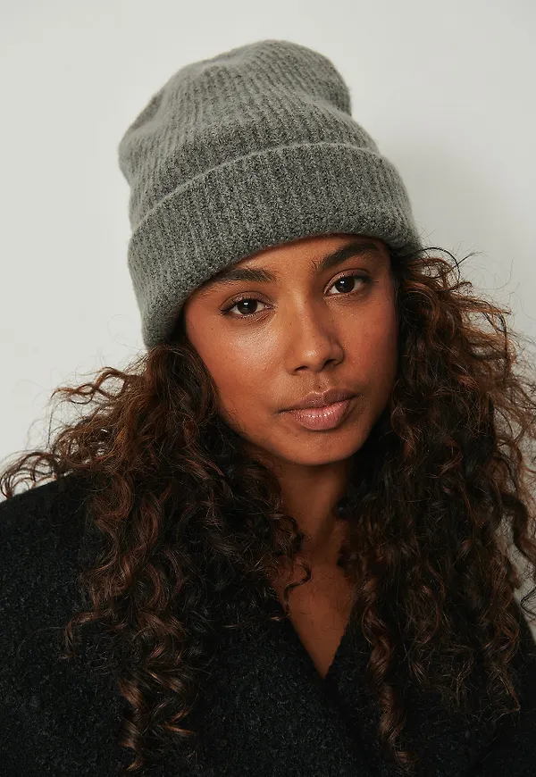 NA-KD Accessories Chunky ullbeanie - Grey