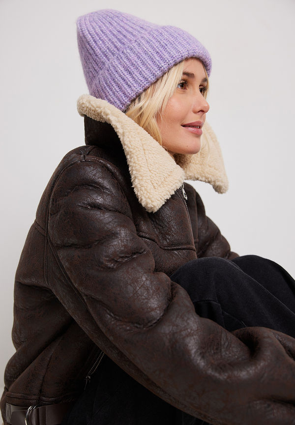 NA-KD Accessories Grov Beanie - Purple