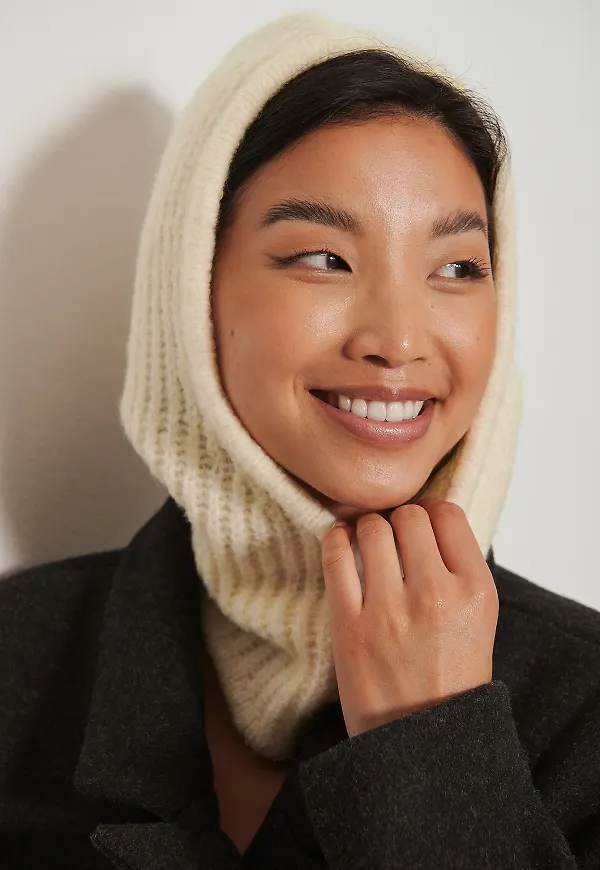 NA-KD Accessories Stickad balaklava - Offwhite