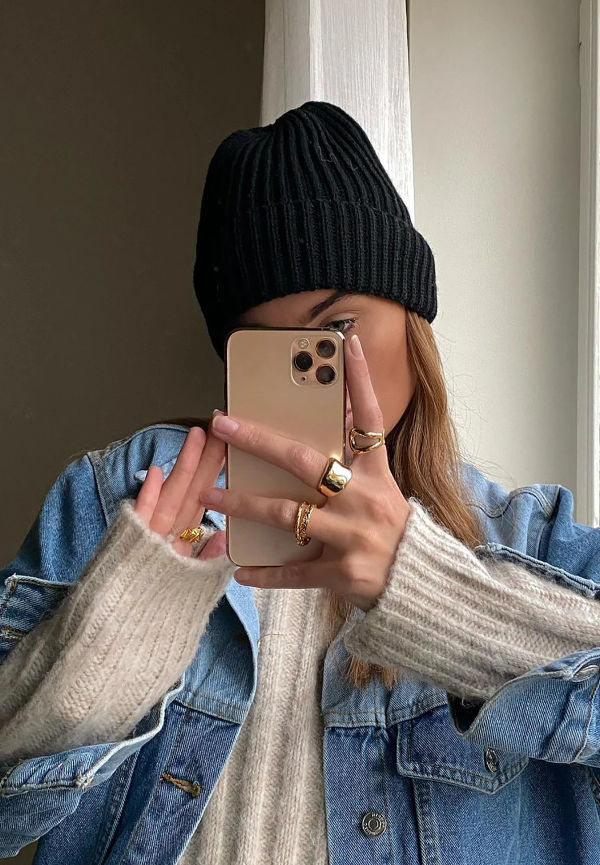 NA-KD Accessories Återvunnen stickad basbeanie - Black