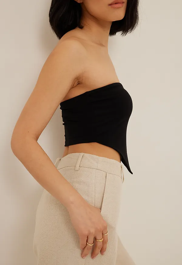 NA-KD Bandeau-topp med sjal - Black