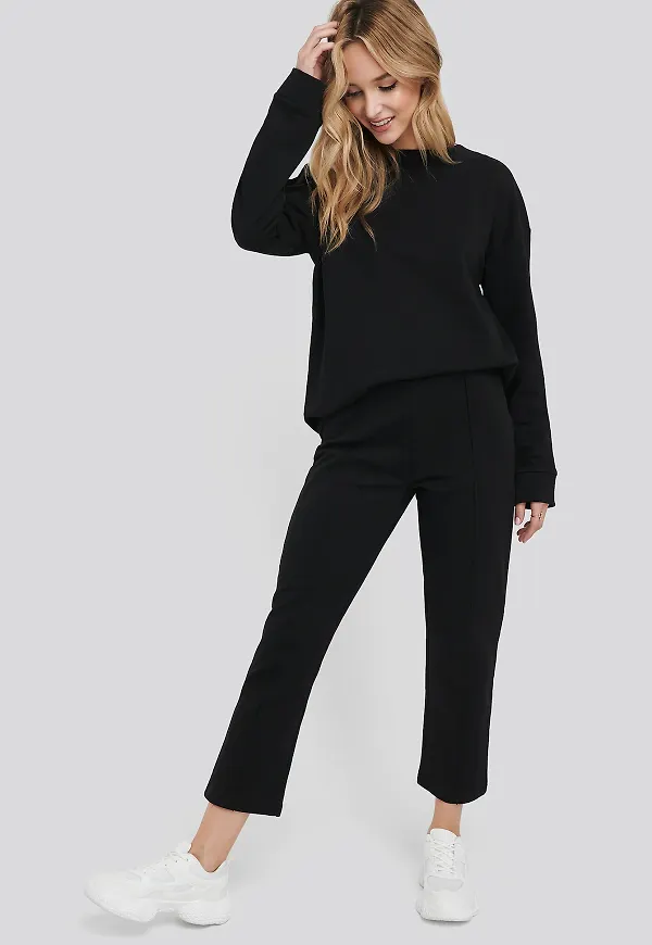 NA-KD Basic Basic Cropped Joggers - Black