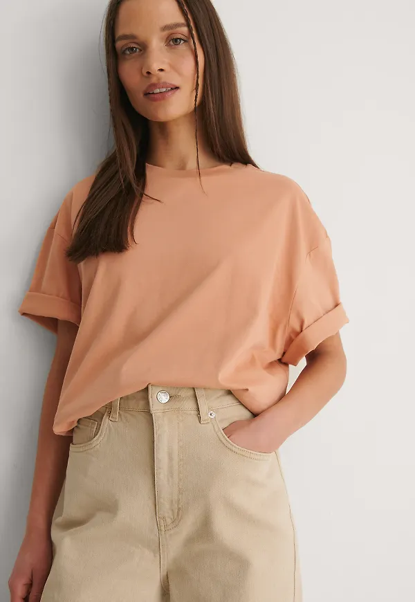 NA-KD Basic Ekologisk boxig oversize t-shirt - Orange