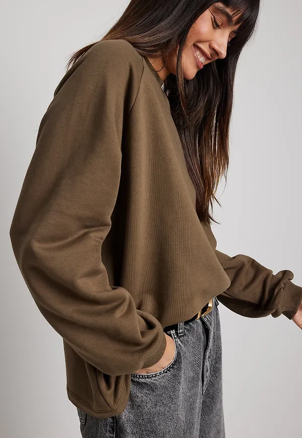 NA-KD Basic Ekologisk lång baströja - Brown