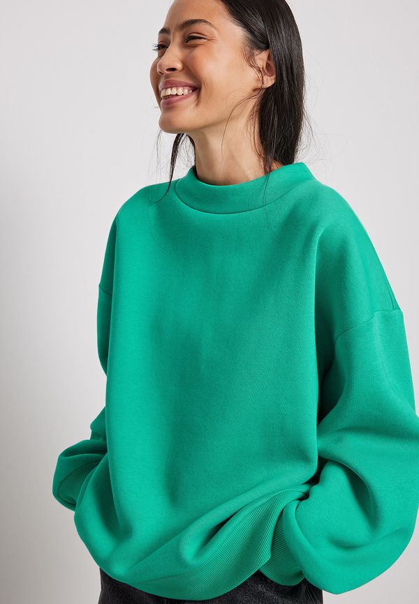 NA-KD Basic Ekologisk tröja med hög hals - Green