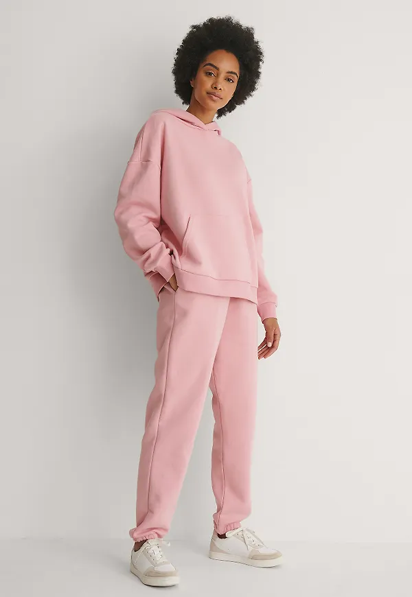 NA-KD Basic Ekologiska, avsmalnande sweatpants - Pink