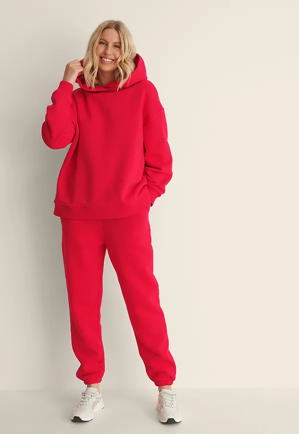 NA-KD Basic Ekologiska, avsmalnande sweatpants - Red
