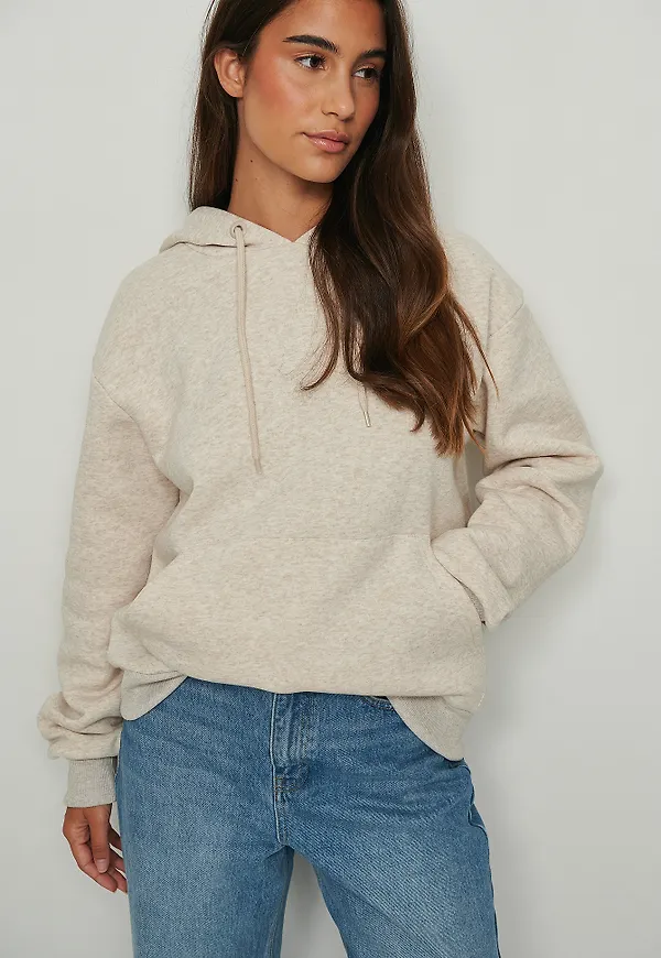 NA-KD Basic Oversize hoodie med borstad yta - Beige